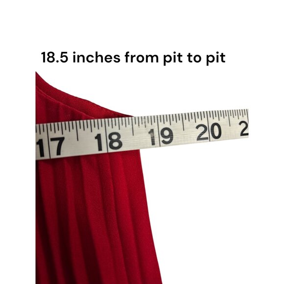 J.Jill Wearever Collection Red Sleeveless Pleated Midi Dress V-Neck Relaxed Fit - Picture 9 of 11